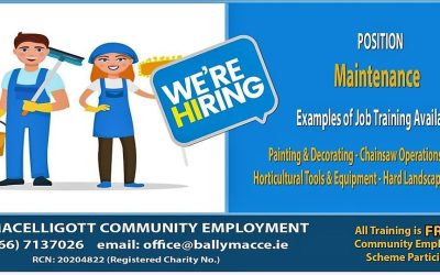 (Community Employment) vacancy now available. Ballymacelligott GAA Grounds .